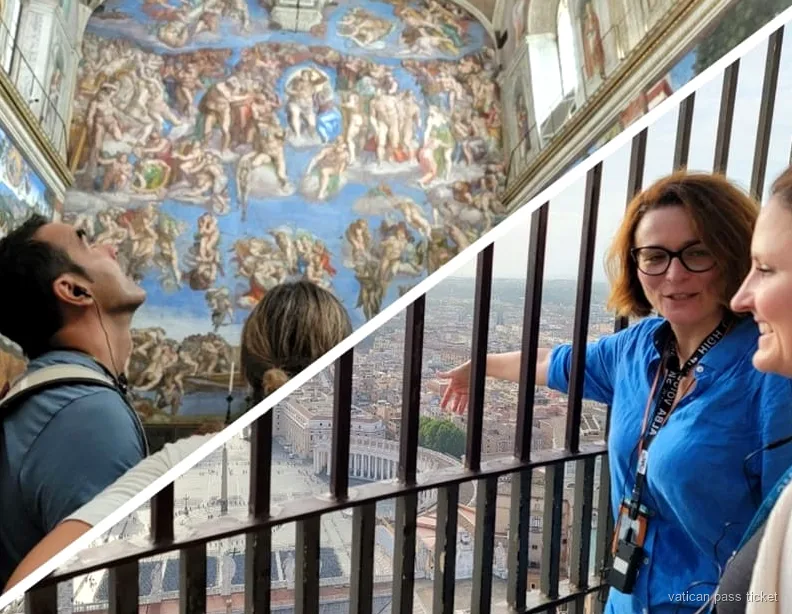 View from the top of St. Peter's dome climb over Rome