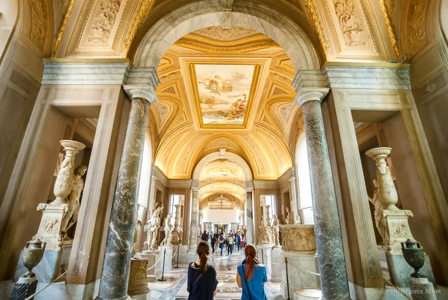 Visitors walking the skip the line entrance for Vatican Museums tickets